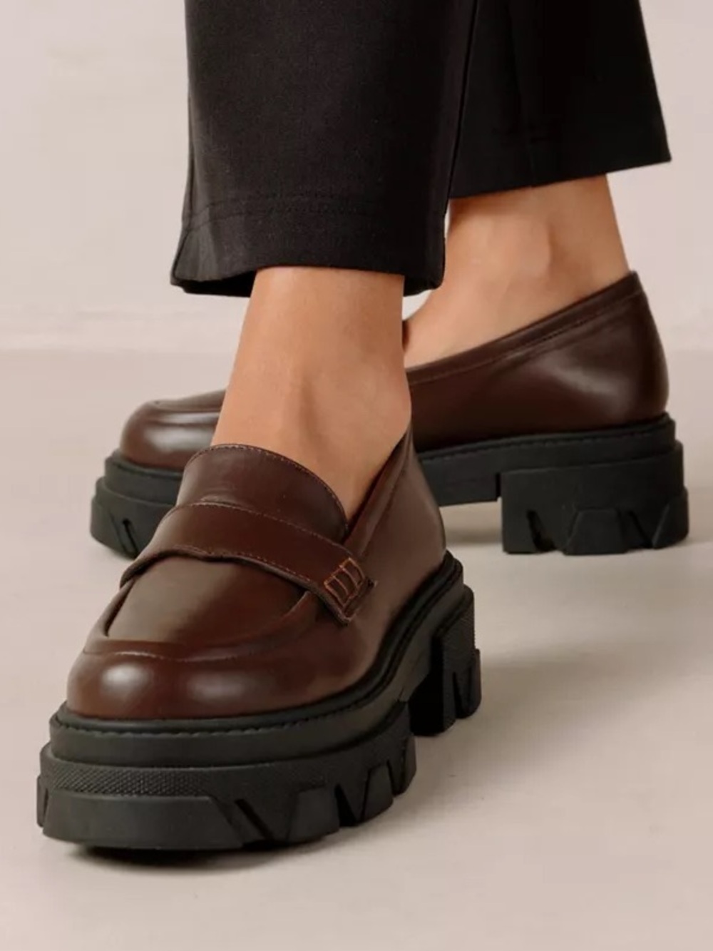 Alohas Trailblazer Loafer Lug Sole Platform Penny Coffee Brown Leather 40 US 9 - Picture 11 of 11